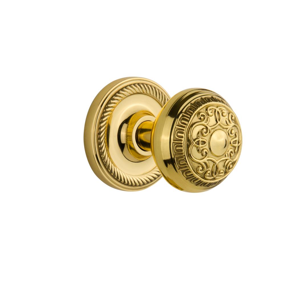Nostalgic Warehouse ROPEAD Privacy Knob Rope rosette with Egg and Dart Knob in Polished Brass
